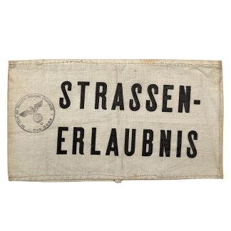 Original WWII German 'Strassenerlaubnis' armband Den Haag