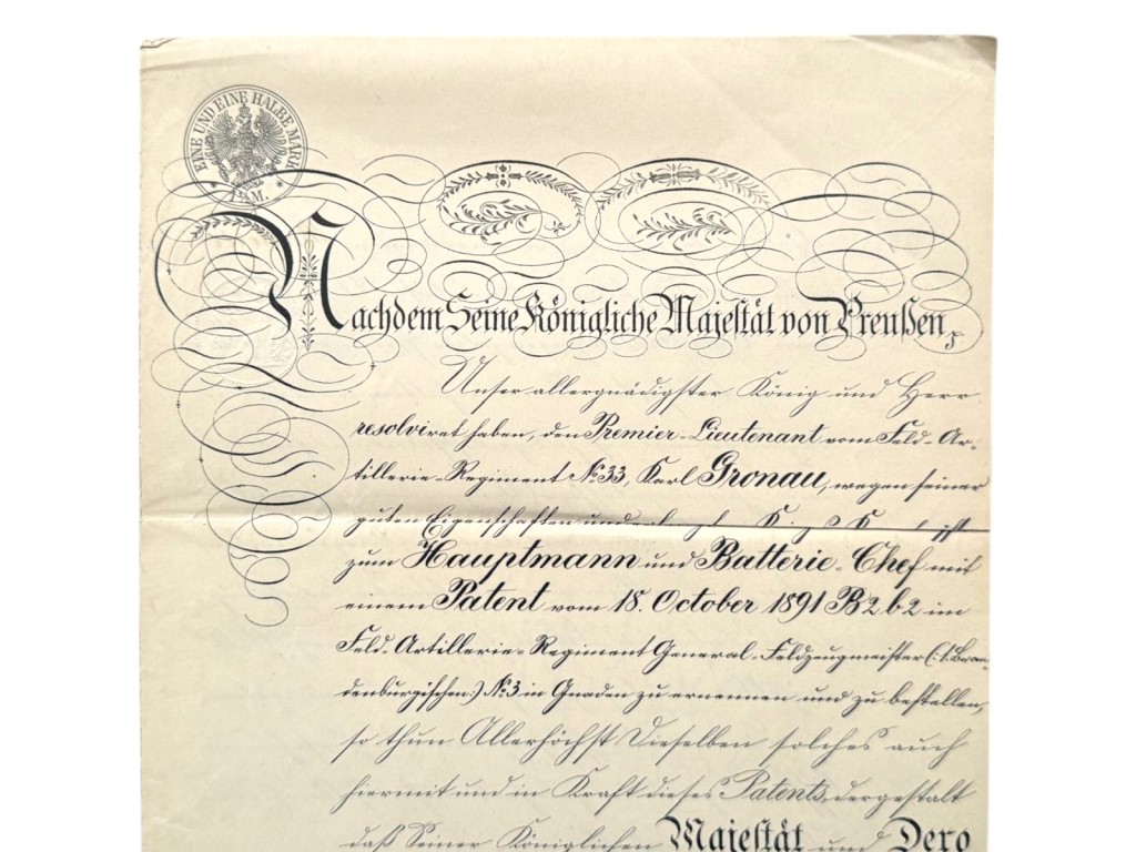 Original 1891 Prussian military certificate – hand-signed by Kaiser Wilhelm II - Image 5