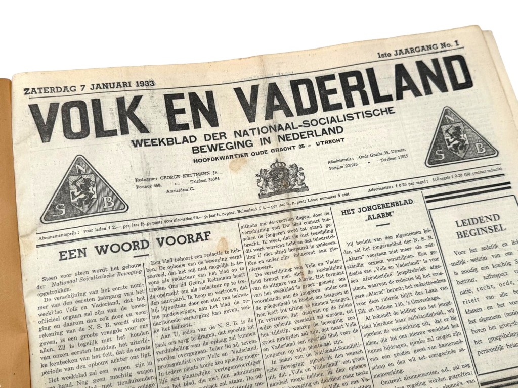 Original 1933 Dutch NSB bound volume of Volk en Vaderland newspaper - Image 5