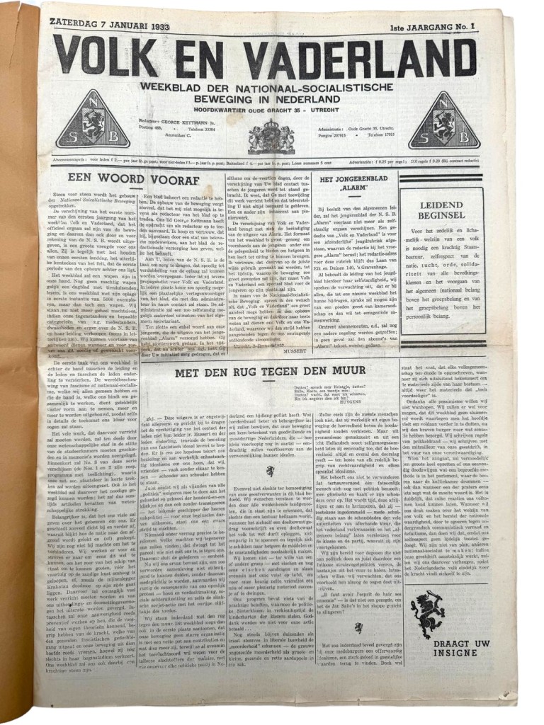Original 1933 Dutch NSB bound volume of Volk en Vaderland newspaper - Image 4
