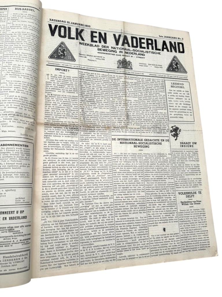 Original 1933 Dutch NSB bound volume of Volk en Vaderland newspaper - Image 8