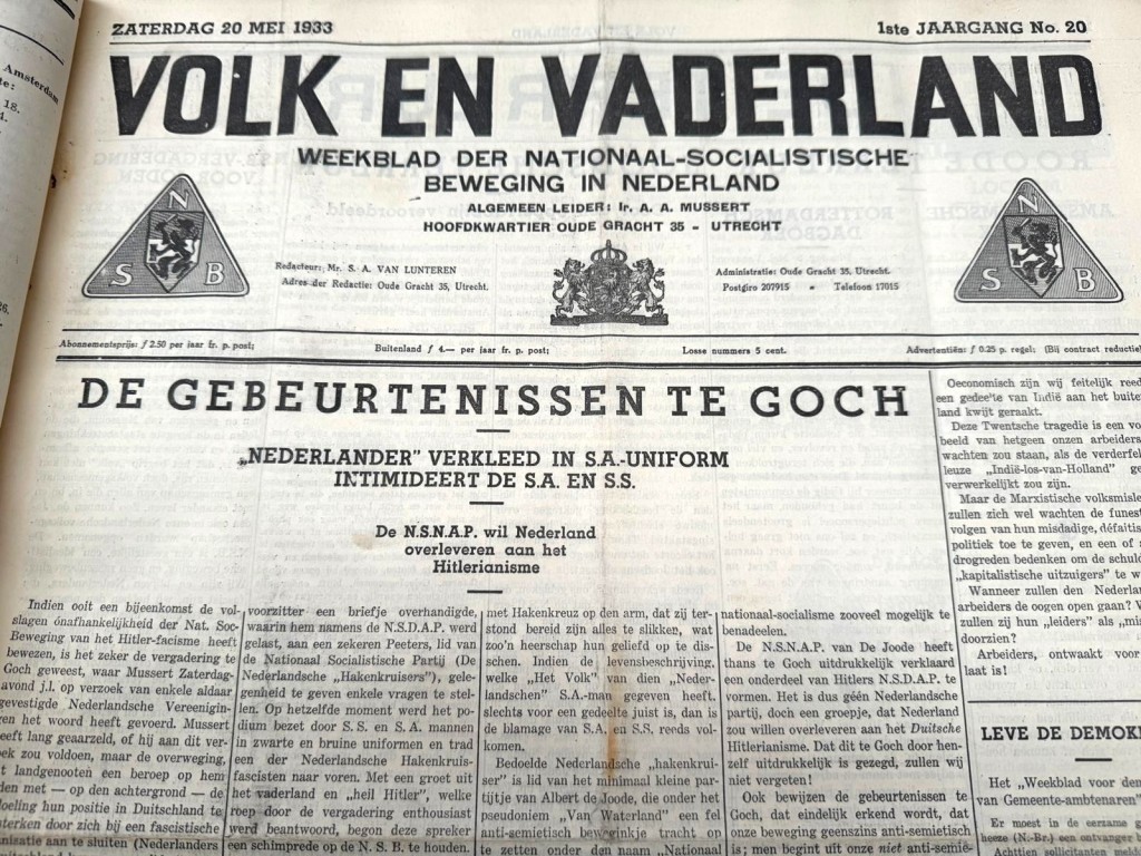 Original 1933 Dutch NSB bound volume of Volk en Vaderland newspaper - Image 12