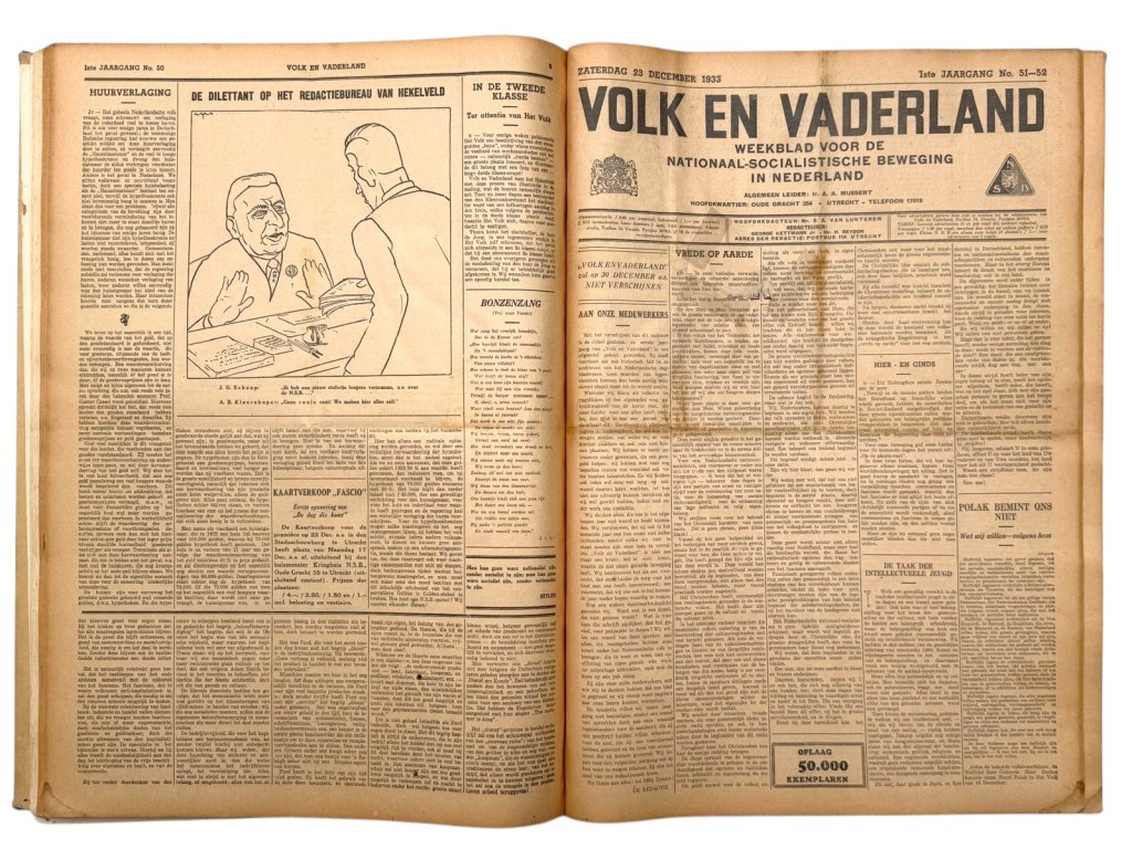 Original 1933 Dutch NSB bound volume of Volk en Vaderland newspaper - Image 19