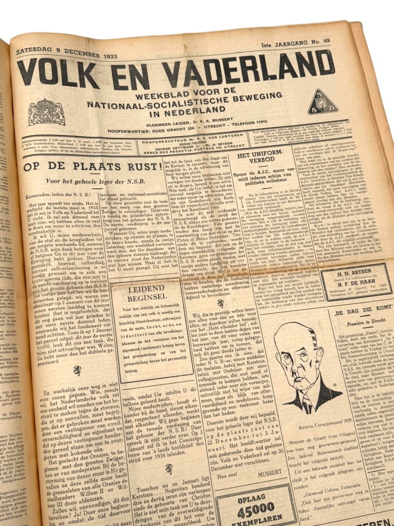 Original 1933 Dutch NSB bound volume of Volk en Vaderland newspaper - Image 21