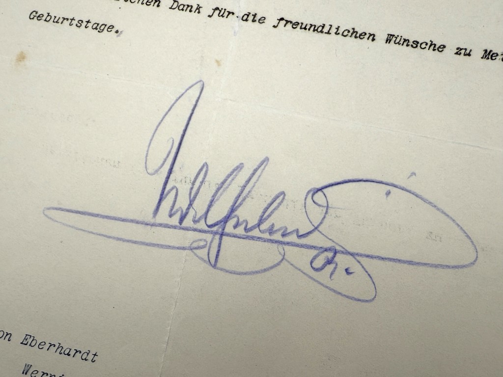 Originele handgesigneerde brief van Kaiser Wilhelm II uit Huis Doorn 1928, zeldzaam keizerlijk verzamelstuk