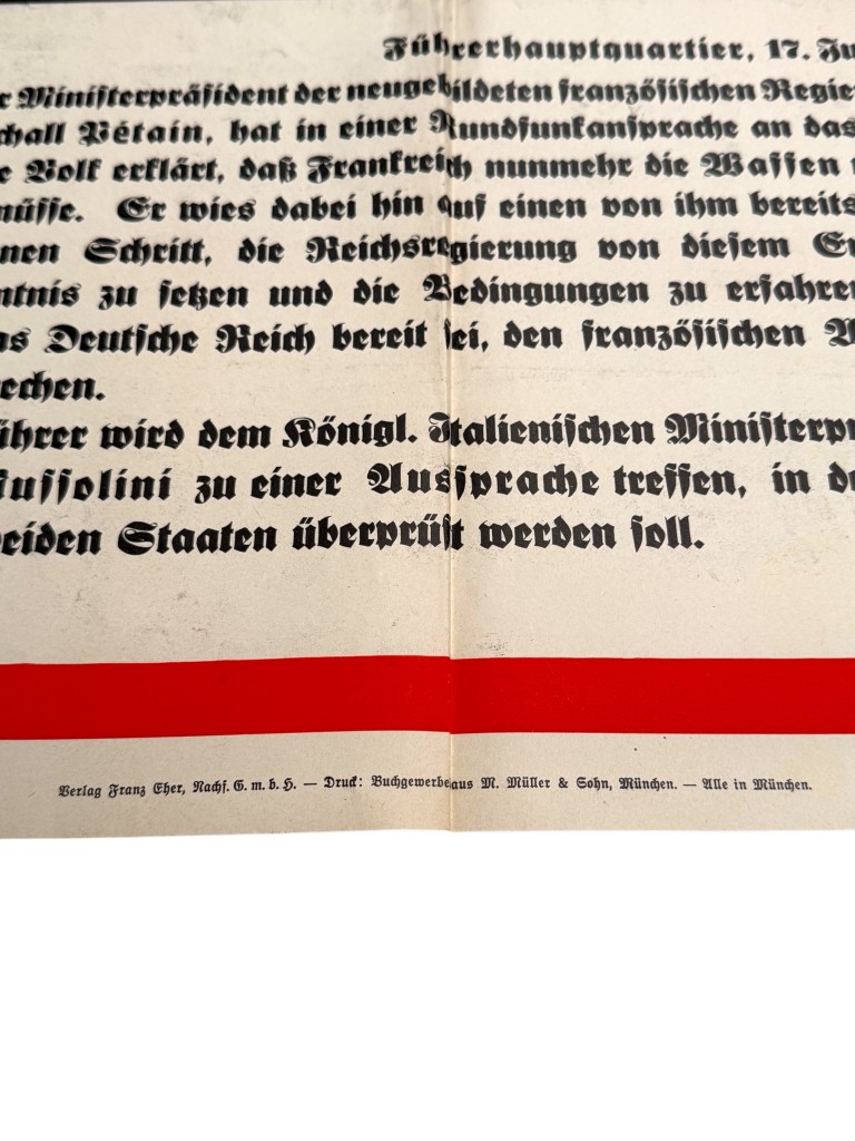 Original WWII German poster 'France must lay down its arms'