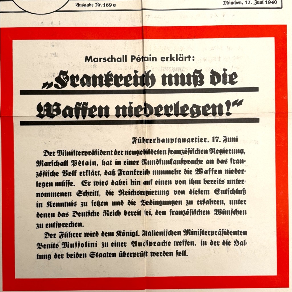 Original WWII German poster 'France must lay down its arms'