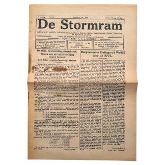 Originele lokale NSB-krant De Stormram uit 1936 voor het Gooi, zeldzame vooroorlogse NSB-publicatie voor Bussum, Huizen, Naarden, Weesp, Muiden en Muiderberg, authentiek Nederlands propagandablad van de Nationaal-Socialistische Beweging, belangrijk historisch document voor verzamelaars van Tweede Wereldoorlog en vooroorlogse geschiedenis in het Gooi.