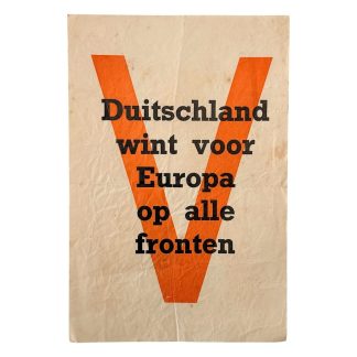 Original WWII Dutch NSB leaflet V = Victory - Tweede Wereldoorlog propaganda flyer van de NSB.