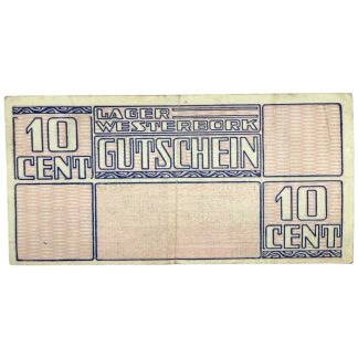 Original WWII Dutch ‘Durchgangslager’ Westerbork banknote 10