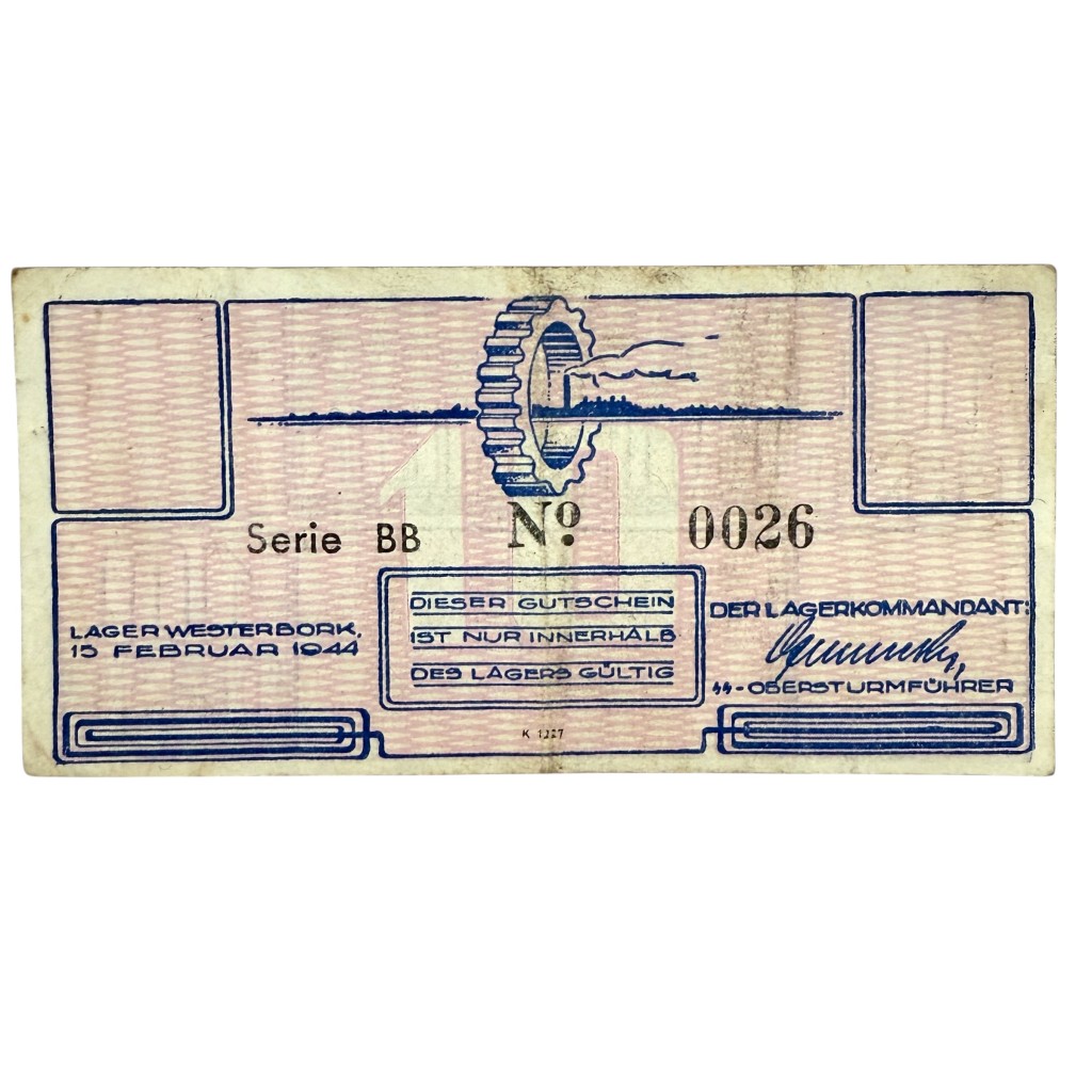 Original WWII Dutch ‘Durchgangslager’ Westerbork banknote