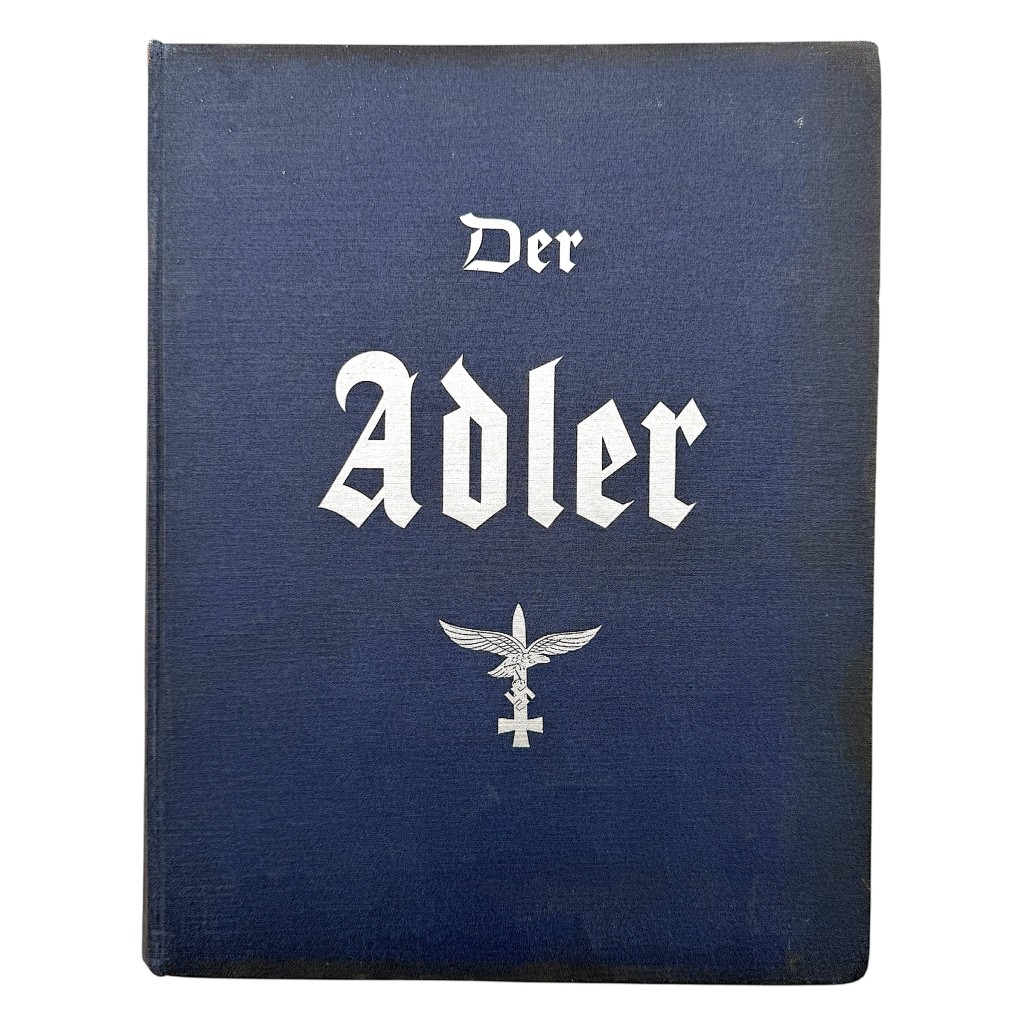 Original Der Adler Jahrgang 1941 bound volume, rare WWII German Luftwaffe magazine, complete annual edition with aviation photographs, aircraft, pilots and wartime propaganda, militaria collector’s item.