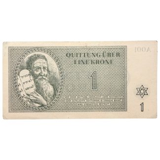 Original WWII German Jewish Ghetto/Camp Theresienstadt 1 Krone banknote
