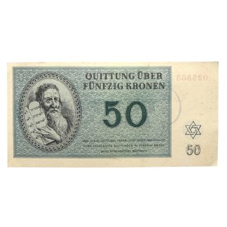 Original WWII German Jewish Ghetto/Camp Theresienstadt 50 Kronen banknote