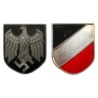 Original WWII German WH tropical pith helmet shields - militaria - insignia
