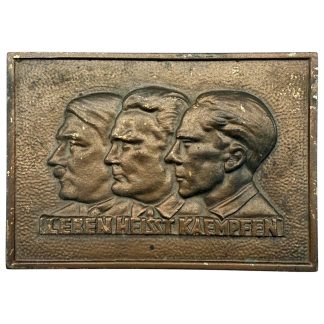 Original WWII German plaque 'Hitler - Göring - Goebbels'