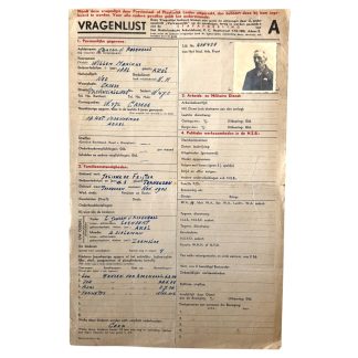 Original WWII Nederlandsche Arbeitsfront questionnaire Axel/Groede (Zeeland)