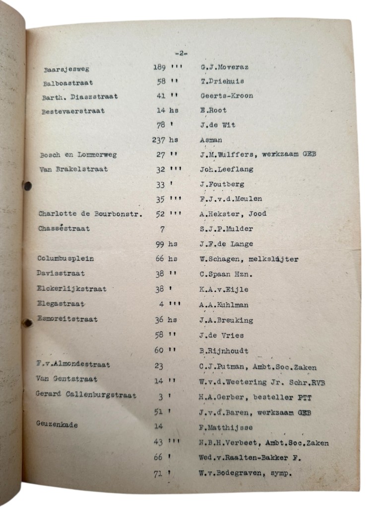 Original WWII Dutch N.B.S. list with names of collaborators in Amsterdam-West - Image 5