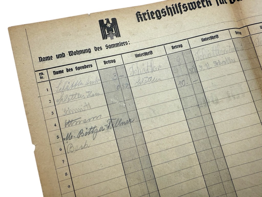 Original WWII German DRK Sammelliste, Gau Mainfranken - Image 4