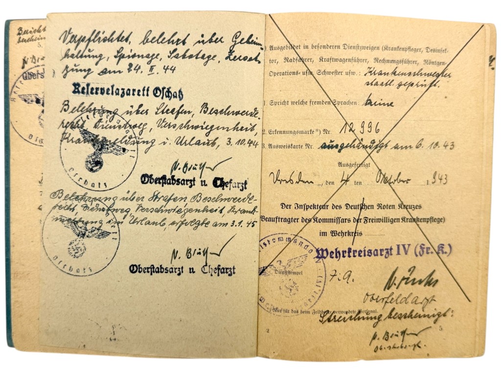 Original WWII German DRK Verwendungsbuch Lößnitz - Image 6