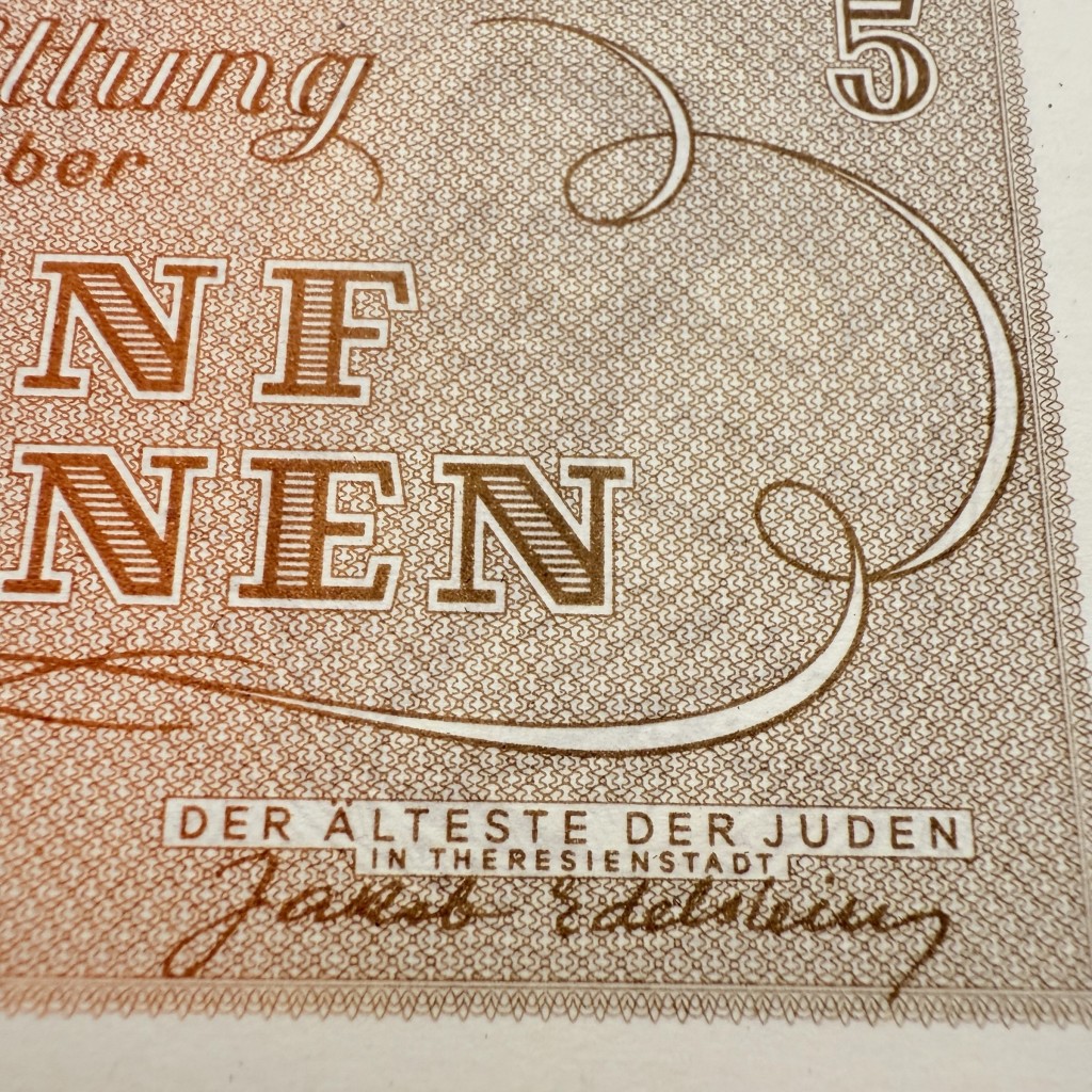 Original WWII German Jewish Ghetto/Camp Theresienstadt 5 Kronen banknote