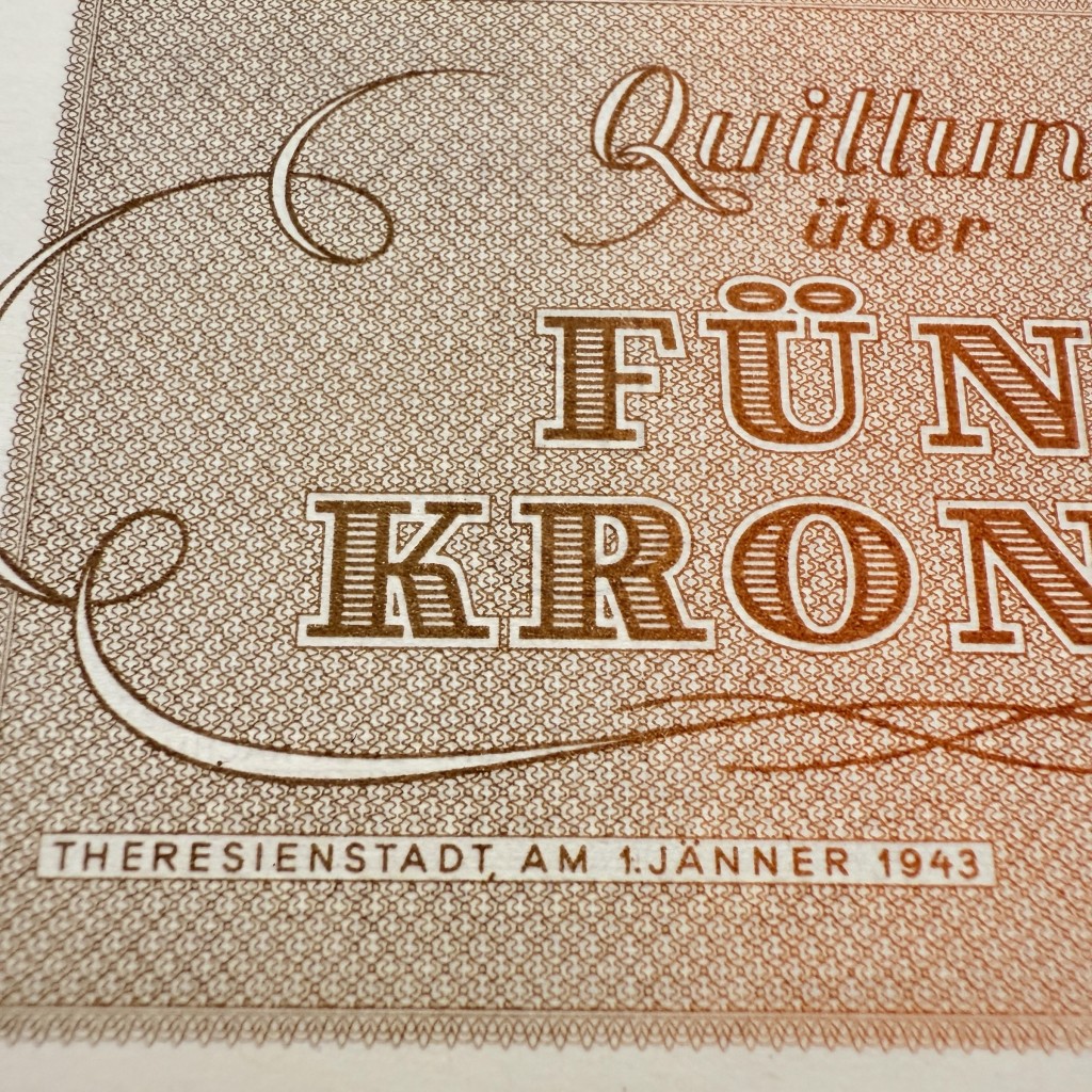 Original WWII German Jewish Ghetto/Camp Theresienstadt 5 Kronen banknote