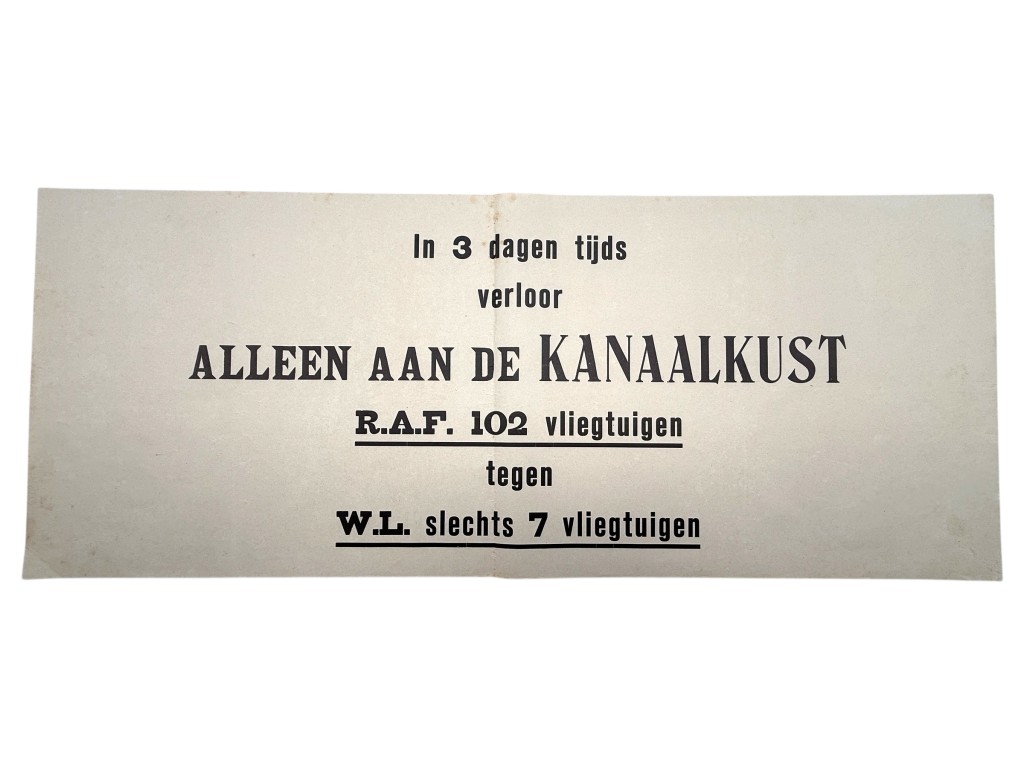 Original WWII Dutch NSB propaganda poster R.A.F. Channel coast