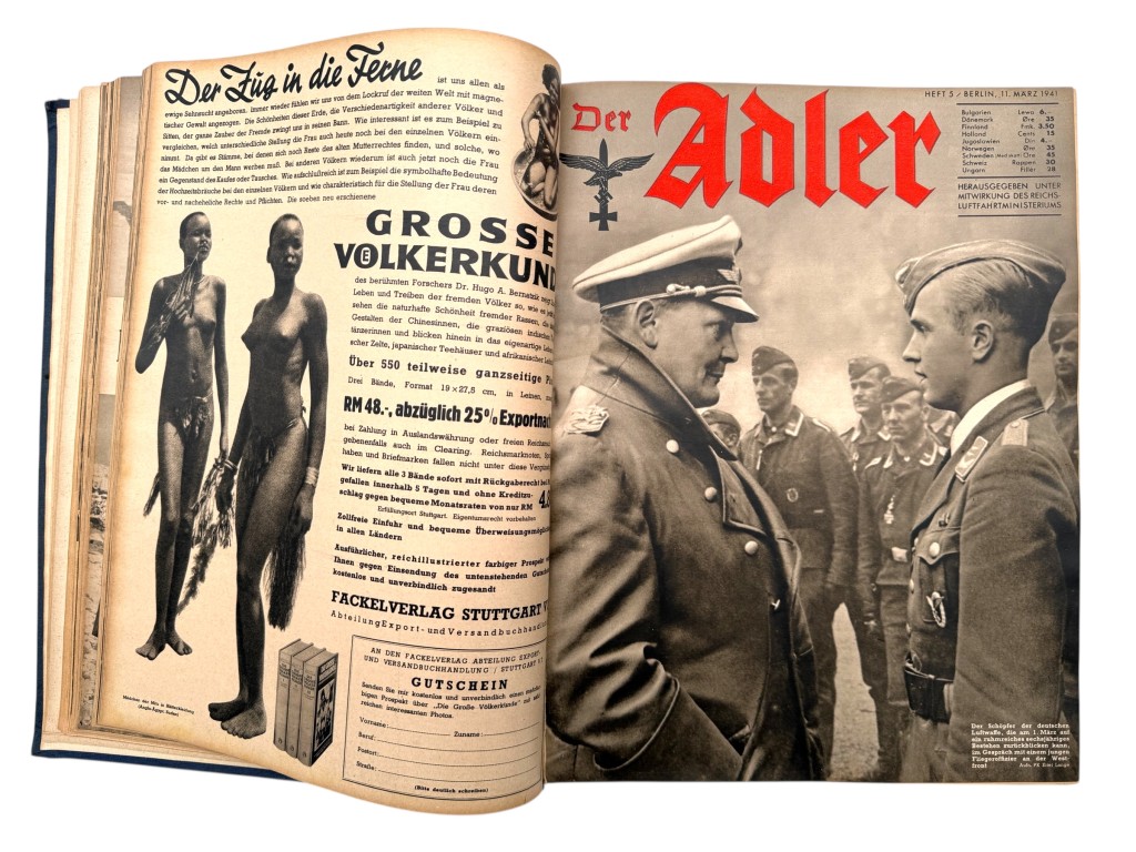 Original WWII German 'Der Adler' 1941 year bound volume