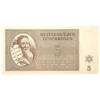 Original WWII German Jewish Ghetto/Camp Theresienstadt 5 Kronen banknote
