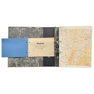WWII Luftwaffe pilot estate with original Flugbuch, hand-drawn mission maps and 438 wartime photographs showing Luftwaffe aircraft, destroyed enemy planes, airfields, Eastern Front service, Geschwader Boelcke cuff title, captured French airfield ribbon Aéronautique Lanvéc-Poulmic, and daily life of a German Luftwaffe pilot during World War II.