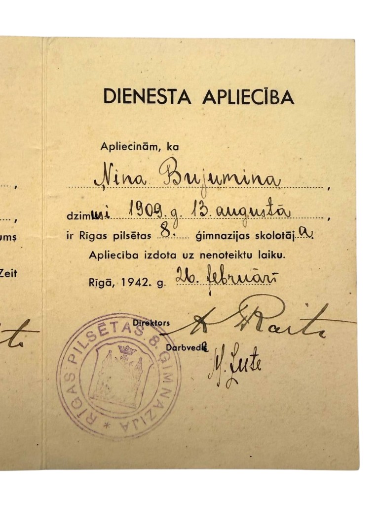Original WWII German Dienstausweis Dienstausweis / Dienesta Apliecība from Riga in Latvia