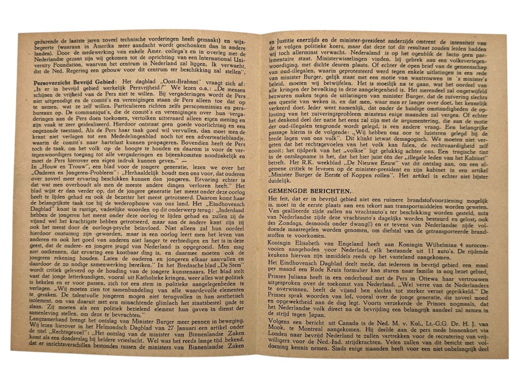 Original WWII Dutch resistance newspaper Delft