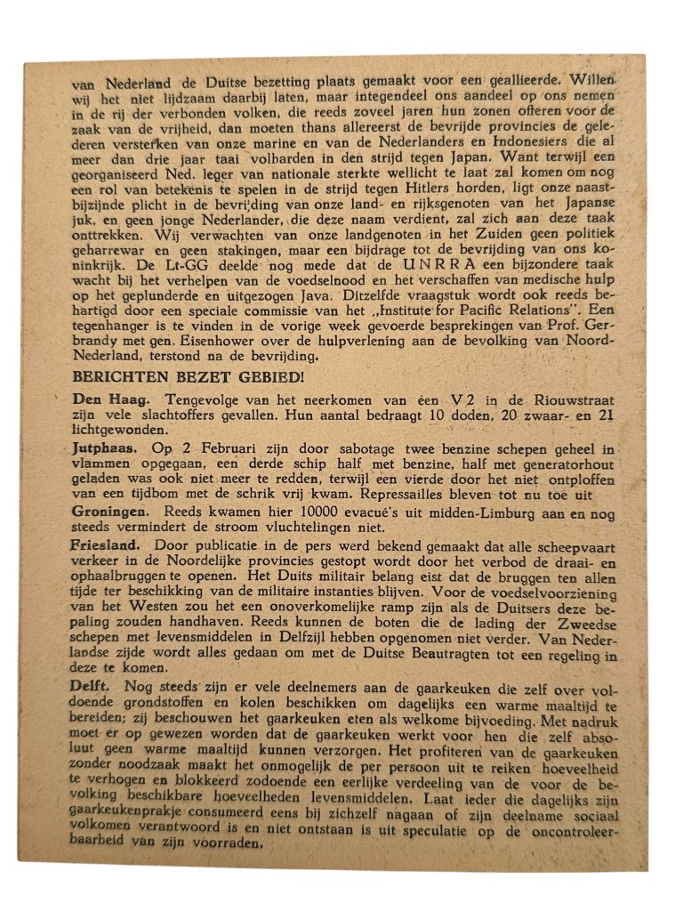 Original WWII Dutch resistance newspaper Delft