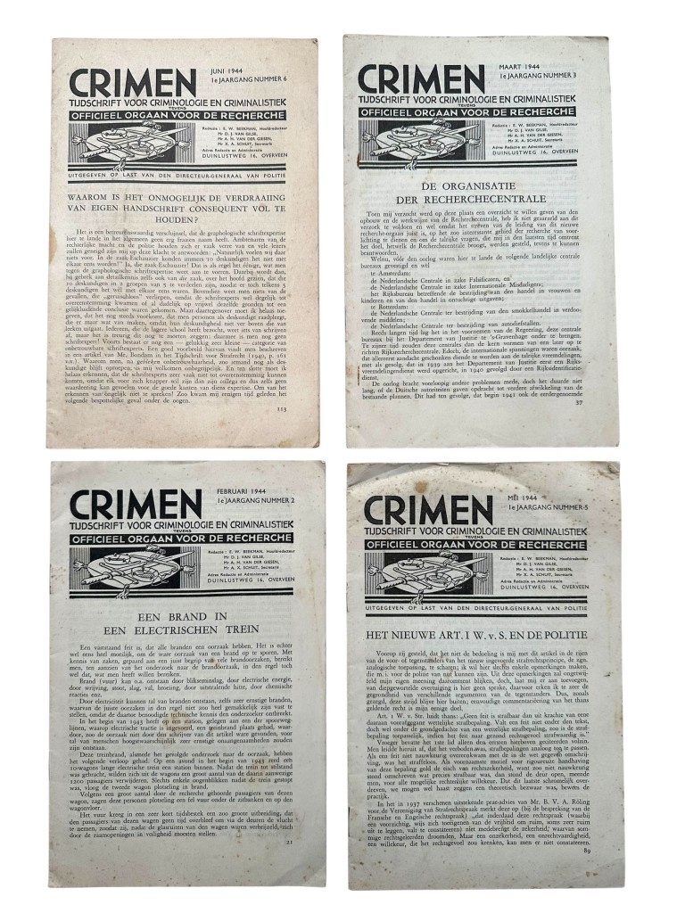 Original WWII Dutch Police set magazines 'Crimen – Tijdschrift voor Criminologie en Criminalistiek'