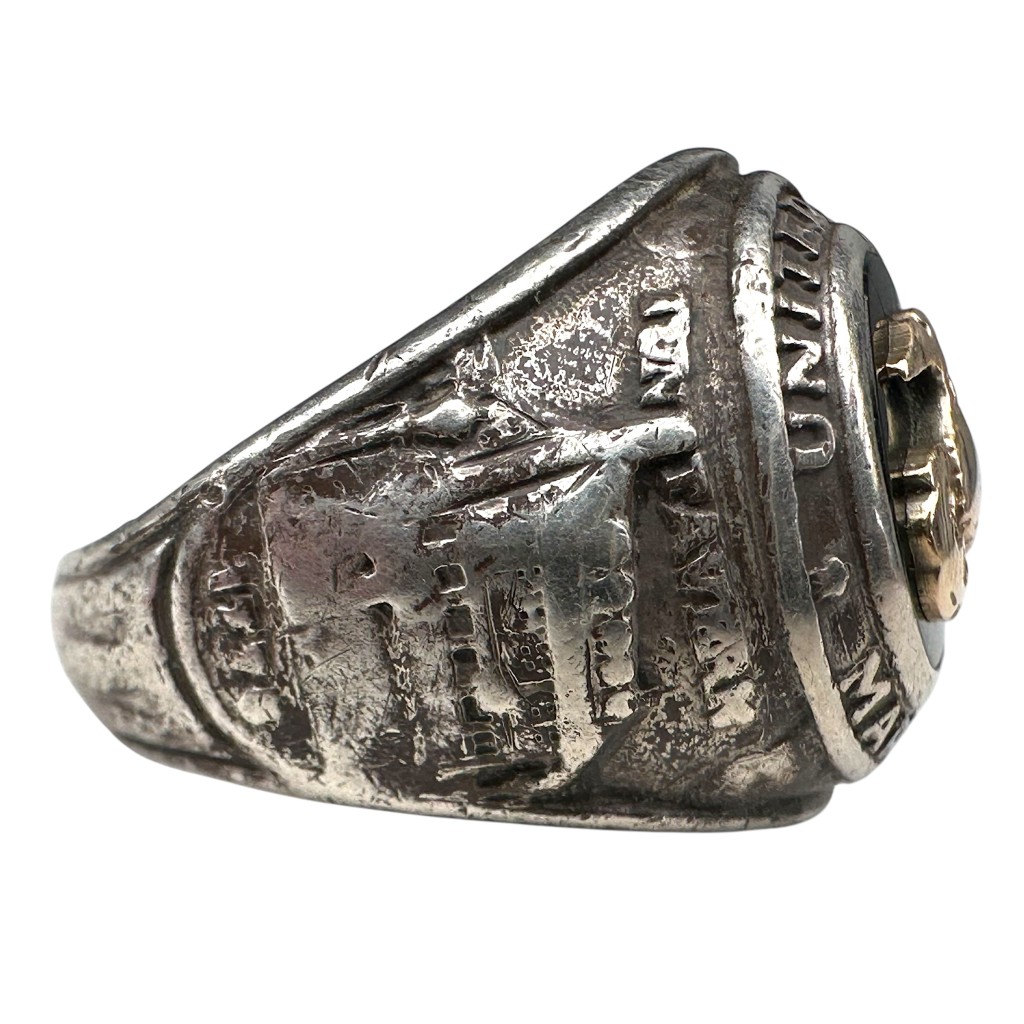 Original WWII USMC sterling silver ring with gold symbol - Image 4