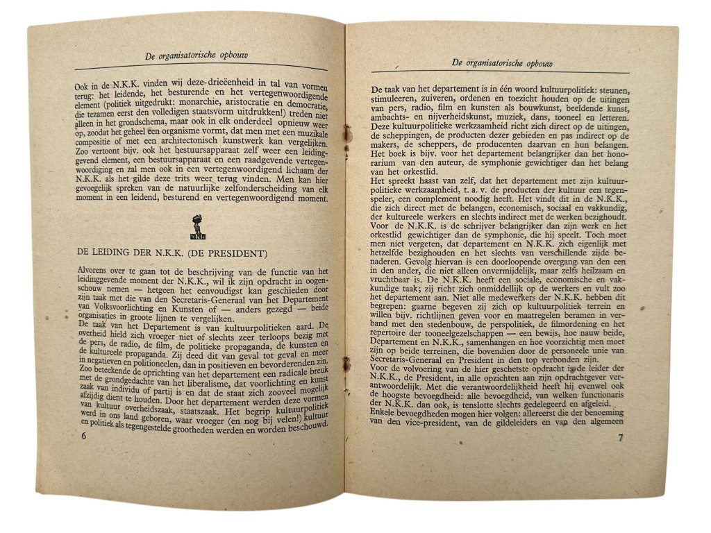 Original WWII Dutch brochure 'De Organisatorische Opbouw der Nederlandsche Kultuurkamer' - Image 5