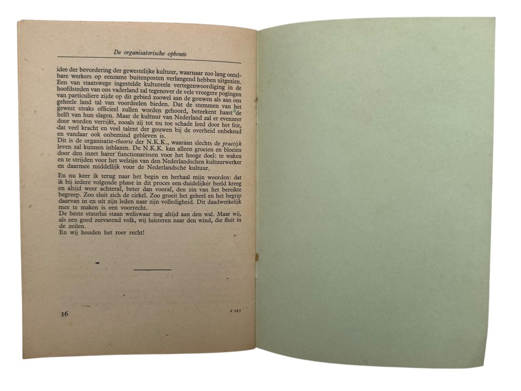 Original WWII Dutch brochure 'De Organisatorische Opbouw der Nederlandsche Kultuurkamer' - Image 6