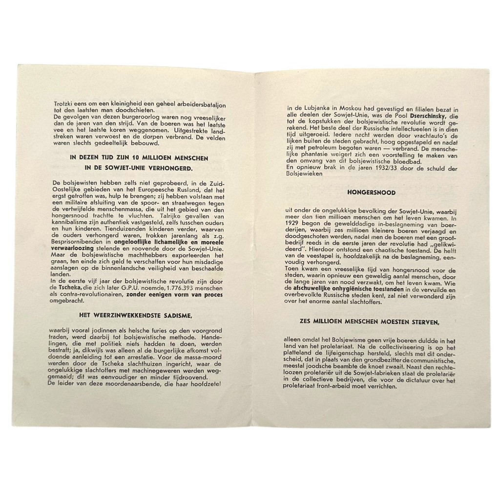 Original WWII Dutch NSB flyer 'Bolsjewistische Massa-Moord' - Image 2