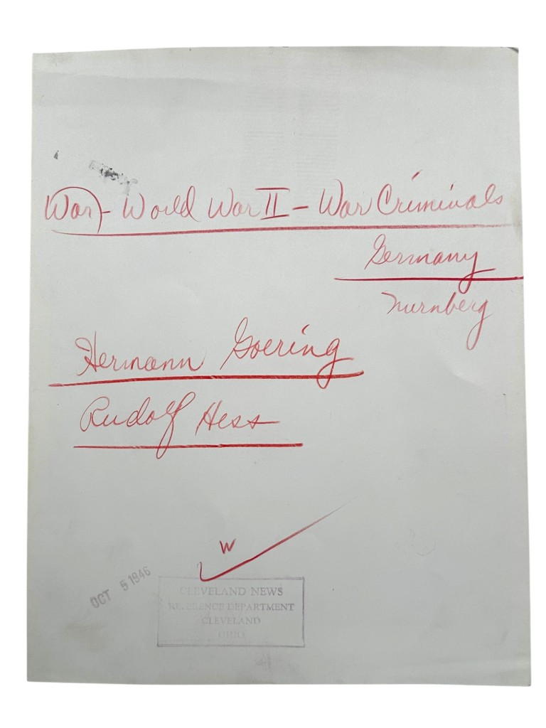 Original 1946 Nurnberg trials photo Göring and Hess - Image 3