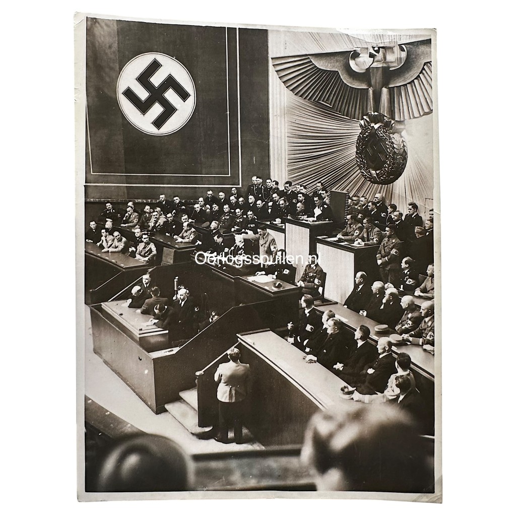 Original 1938 German photo Adolf Hitler in the Reichstag
