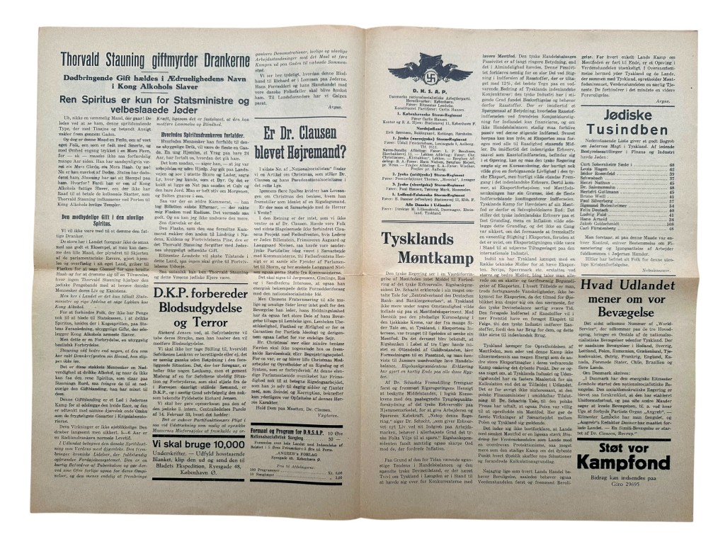 Original early 1934 Danish D.N.S.A.P. newspaper ‘Det Danske Folk ANGREB’ - Image 3