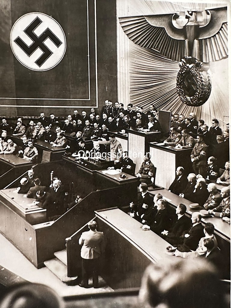 Original 1938 German photo Adolf Hitler in the Reichstag
