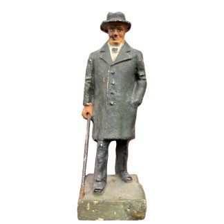 Durso Belgium Winston Churchill composition figure late 1930s, hand painted vintage toy, original DURSO BELGIUM stamp on base, rare WWII era collectible, antique European composition figurine for vintage toy collectors