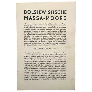 Original WWII Dutch NSB flyer 'Bolsjewistische Massa-Moord'