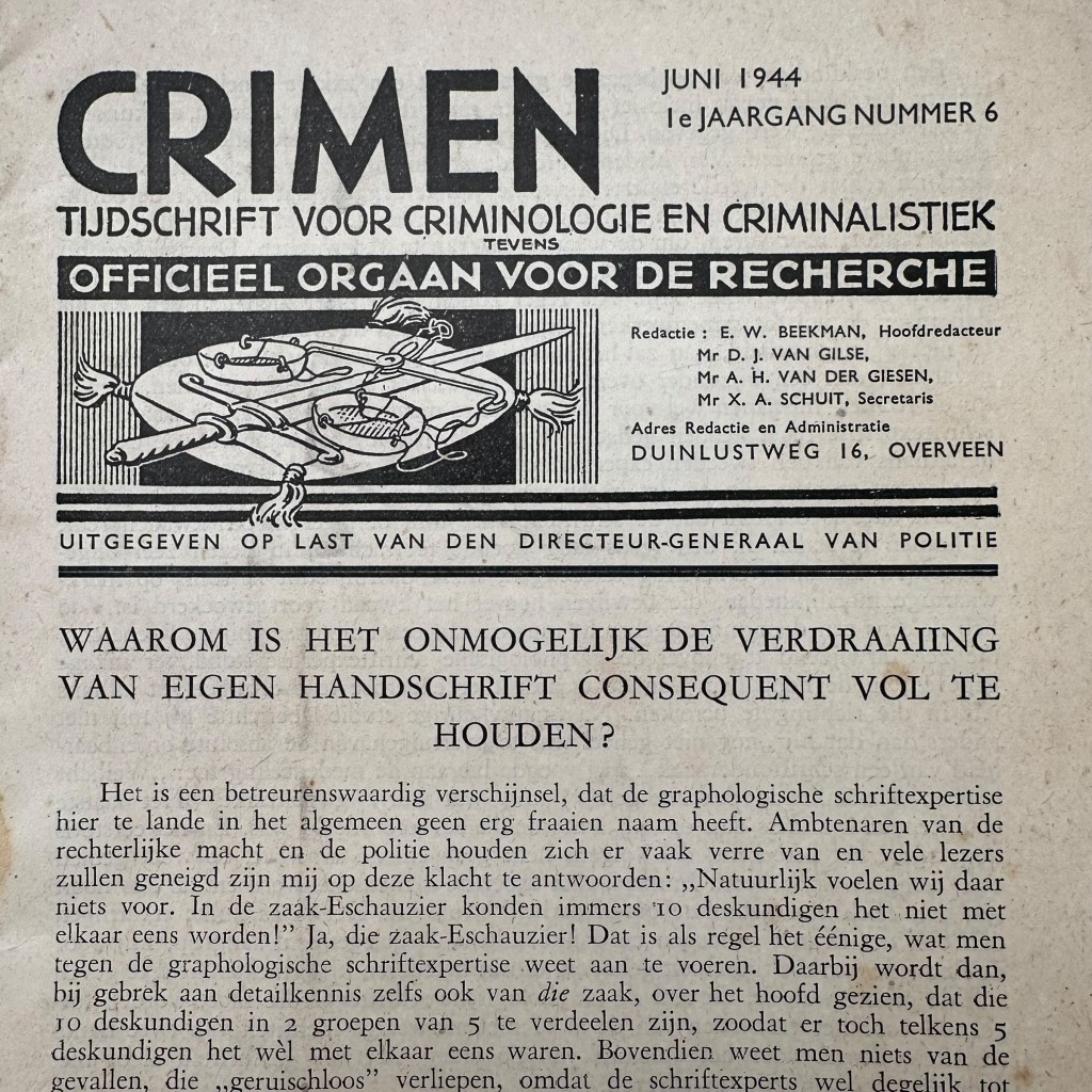 Original WWII Dutch Police set magazines 'Crimen – Tijdschrift voor Criminologie en Criminalistiek'