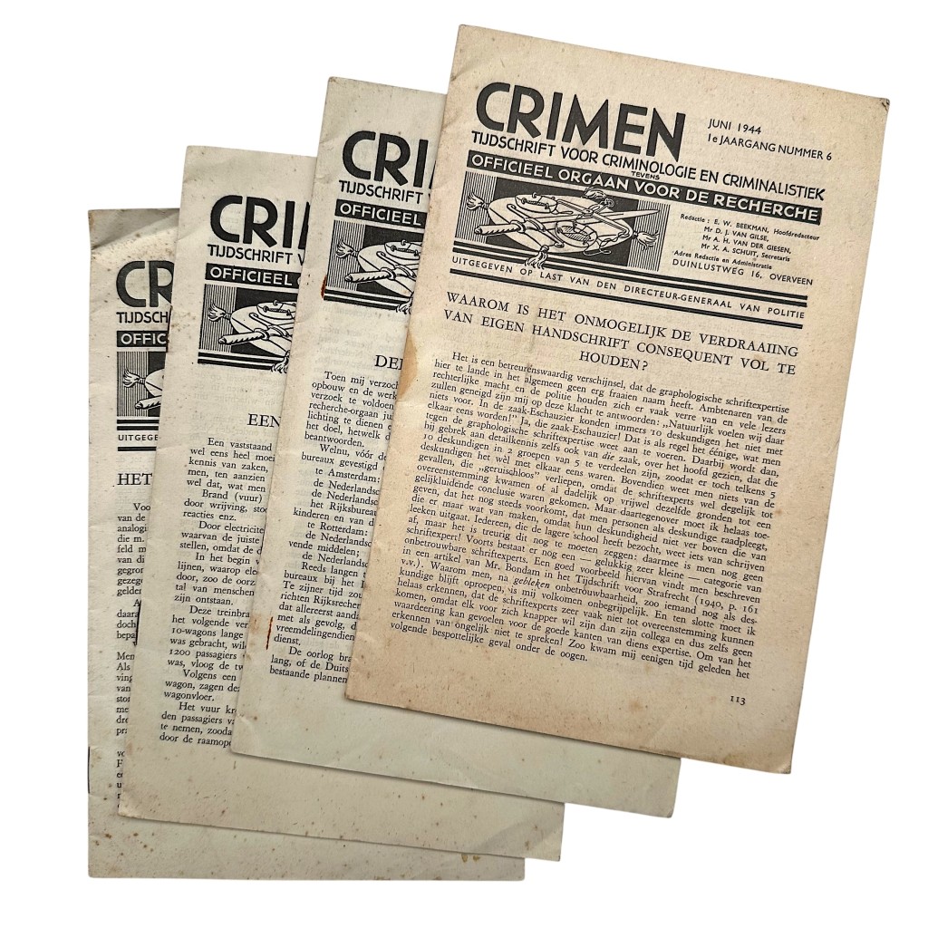 Original WWII Dutch Police set magazines 'Crimen – Tijdschrift voor Criminologie en Criminalistiek'
