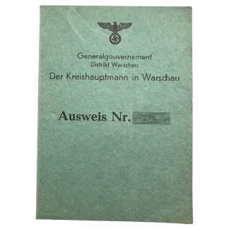 Original WWII German Ausweis Der Kreishauptmann in Warschau in Poland