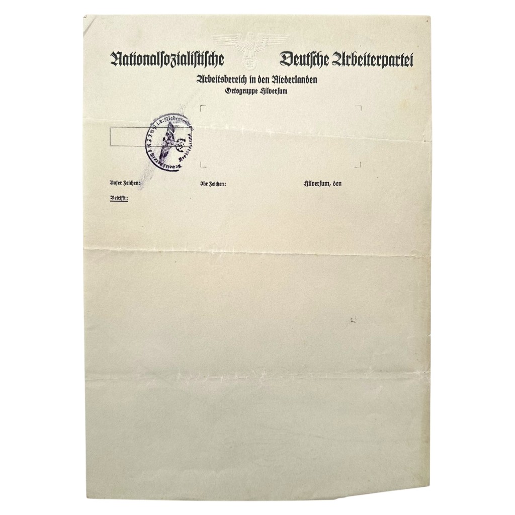 Original WWII German NSDAP Ortsgruppe Hilversum letterhead