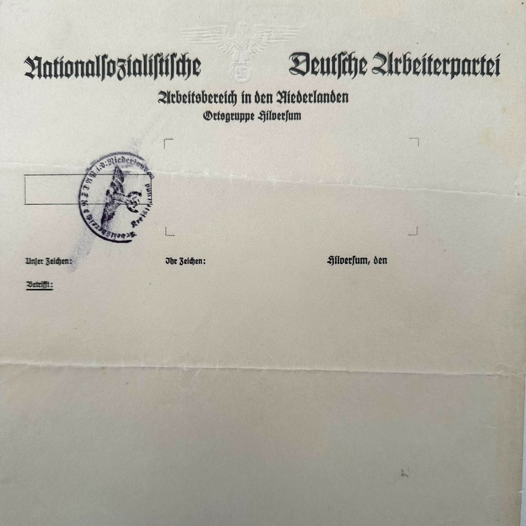 Original WWII German NSDAP Ortsgruppe Hilversum letterhead