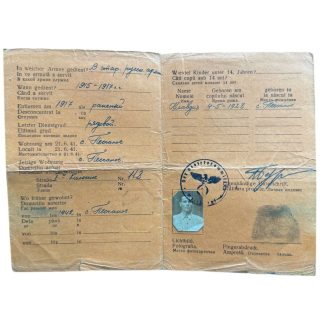 This original Personalausweis / Legitimatia (Udostoverenie Lichnosti) is a German occupation identity document from World War II in Ukraine from Peschanoe.